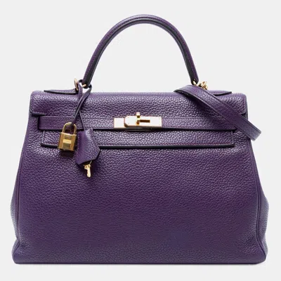 Pre-owned Hermes Purple Togo Kelly Ii Retourne 32