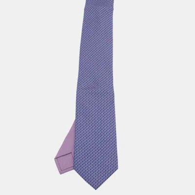 Pre-owned Hermes Hermès Purple Video Games Patterned Silk Tie