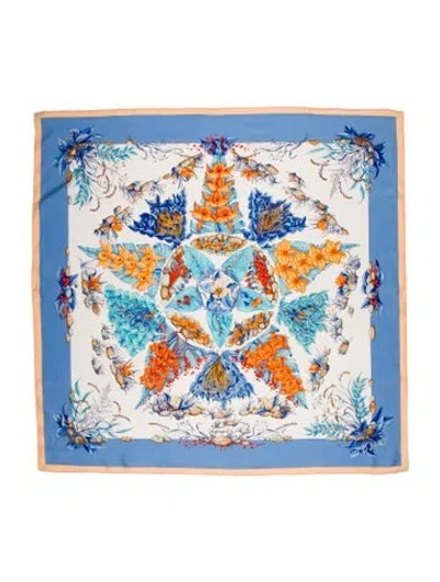 Pre-owned Hermes Pythagore Silk Scarf In Blue