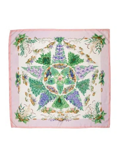 Pre-owned Hermes Pythagore Silk Scarf In Pink