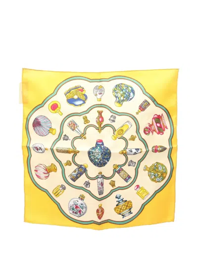 Pre-owned Hermes Qu Importe Le Flacon Scarf In Yellow