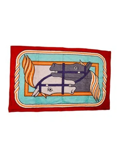 Pre-owned Hermes Quadrige Beach Towel In Red
