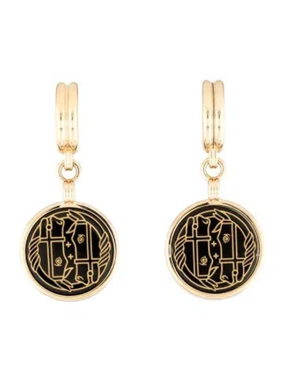 Pre-owned Hermes Quadrige Enamel Drop Earrings In Multi