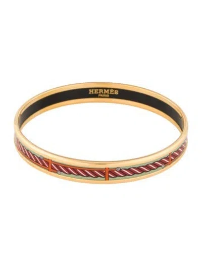Pre-owned Hermes Quadrige Narrow Enamel Bangle, 7.75" In Multi