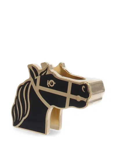Pre-owned Hermes Quadrige Scarf Ring In Gold