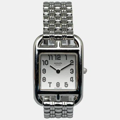 Pre-owned Hermes Quartz Stainless Steel Cape Cod Watch In White
