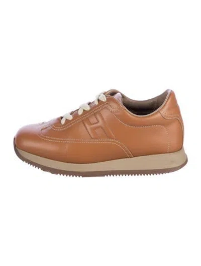 Pre-owned Hermes Quick Athletic Sneakers In Brown
