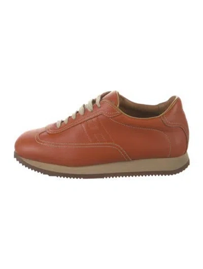 Pre-owned Hermes Quick Athletic Sneakers In Brown