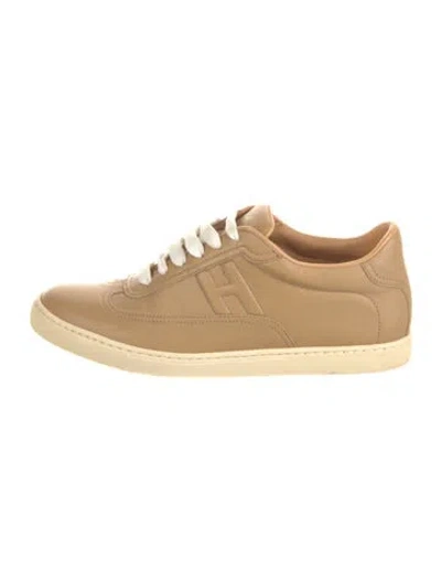 Pre-owned Hermes Quicker Sneakers In Brown