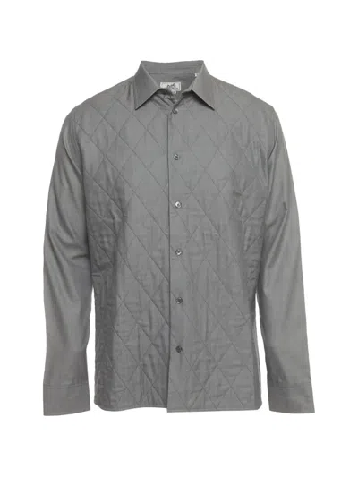 Pre-owned Hermes Quilted-diamond Shirt In Grey