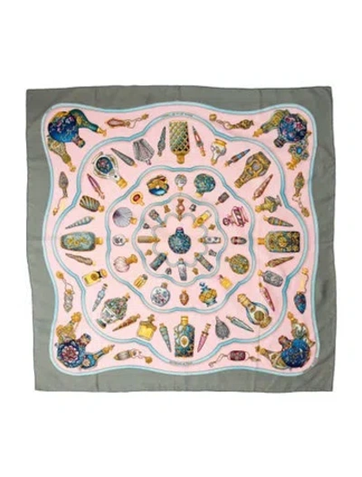 Pre-owned Hermes Qu'importe Le Flacon Silk Scarf In Pink