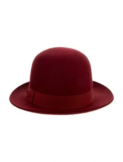 Pre-owned Hermes Rabbit Felt Fedora In Red