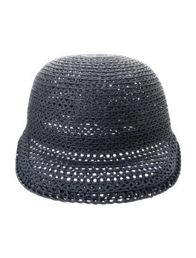 Pre-owned Hermes Raffia Emma Cap In Blue