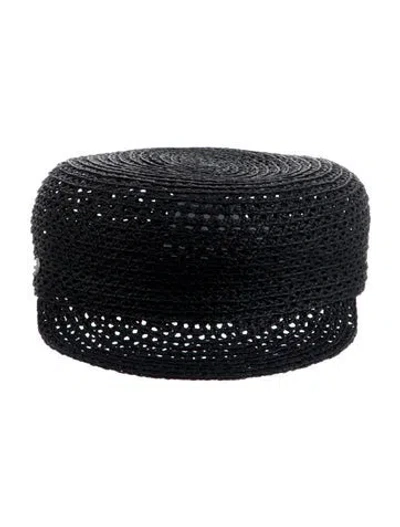 Pre-owned Hermes Raffia Galatée Cap In Blue