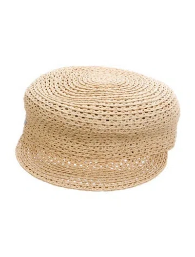 Pre-owned Hermes Raffia Galatee Cap In Neutrals