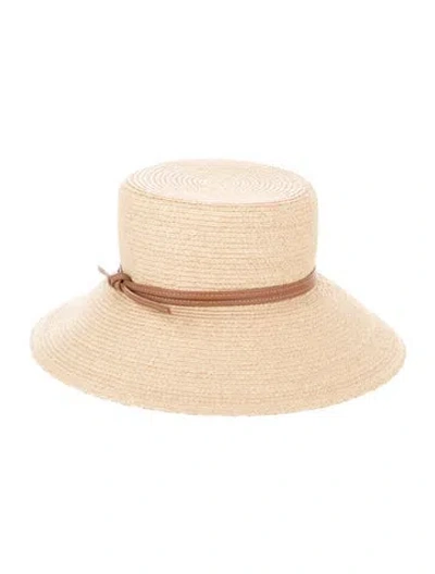 Pre-owned Hermes Raffia Isola Sun Hat In Neutral