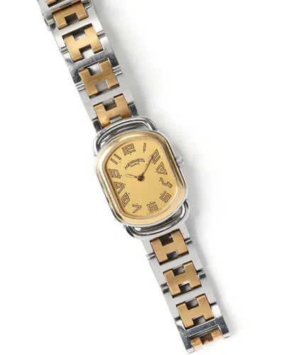 Pre-owned Hermes Hermès Rallye 20mm Watch In Silver