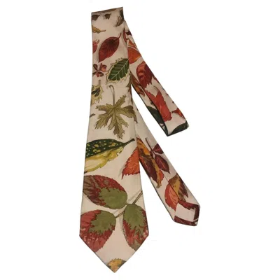 Pre-owned Hermes Rare Hermès Autumn Leaves Tie In Brown