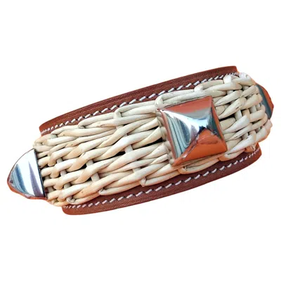 Pre-owned Hermes Rare Hermès Bracelet Medor Cdc Picnic Osier Wicker Line Barenia Size S In Multi
