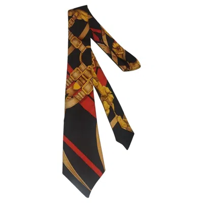 Pre-owned Hermes Rare Hermès Buckles Silk Tie In Brown