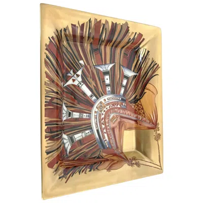 Pre-owned Hermes Rare Porcelain Tray In Brown