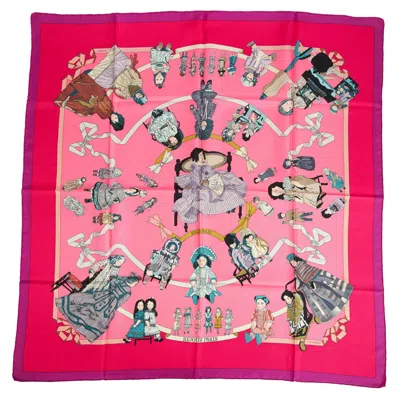 Pre-owned Hermes Rare Silk Hello Dolly Purple Pink Scarf