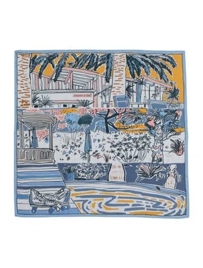 Pre-owned Hermes Rayures D'ete Cashmere Shawl In Blue