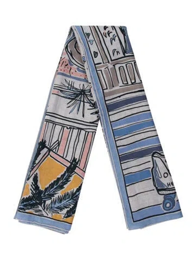 Pre-owned Hermes Rayures D'ete Silk Scarf In Blue