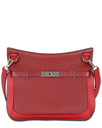 Pre-owned Hermes Hermès Red & Burgundy Leather H Rouge Casaque Clemence Team Jypsiere 28 Phw  (authentic Pre-loved)