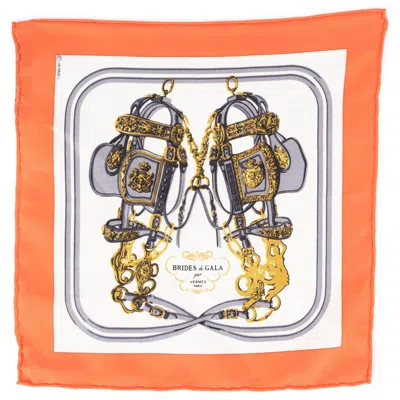 Pre-owned Hermes Red & White Silk Ltd Ed Mini Brides De Gala 20 Scarf