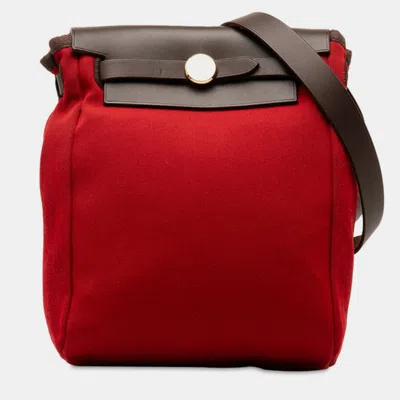 Pre-owned Hermes Red Canvas Toile Herbag Tpm Bag