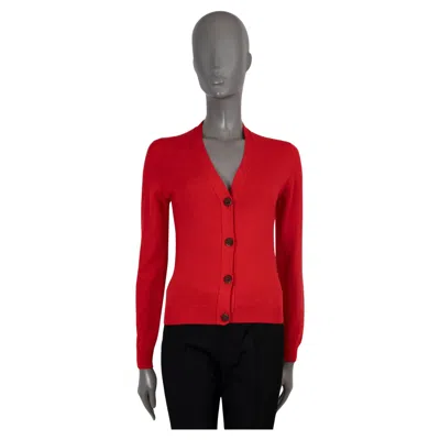 Pre-owned Hermes Red Cashmere Button-front Cardigan Sweater 34 Xxs