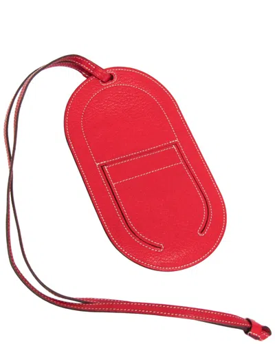 Pre-owned Hermes Hermès Red Chevre Leather Pouch (authentic Pre-loved)