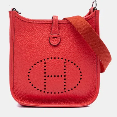 Pre-owned Hermes Red Clemence Evelyne I Tpm
