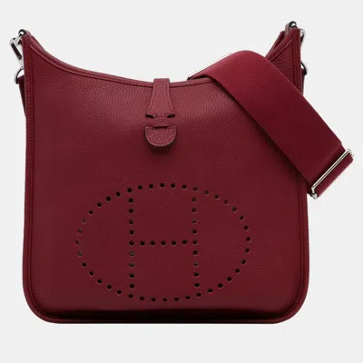 Pre-owned Hermes Red Clemence Evelyne Iii Pm