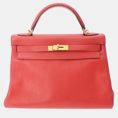 Pre-owned Hermes Red Clemence Leather Kelly Retourne 32 Handbag