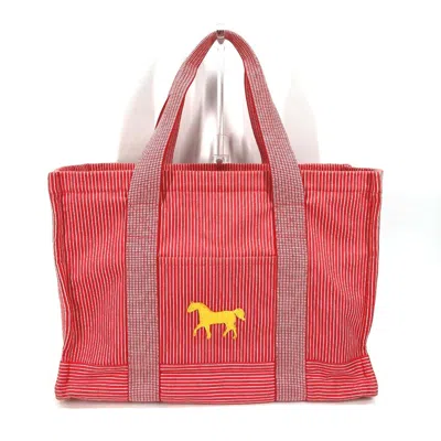 Pre-owned Hermes Red Cloth Tote Bag ()