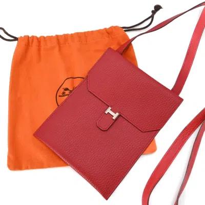 Pre-owned Hermes Red Color Ardennes Leather Pochette Shoulder Bag ()