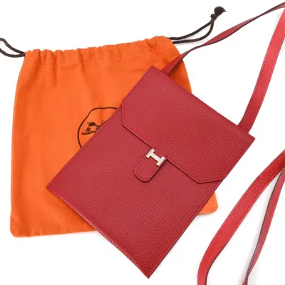 Pre-owned Hermes Red Color Ardennes Leather Pochette Shoulder Bag ()