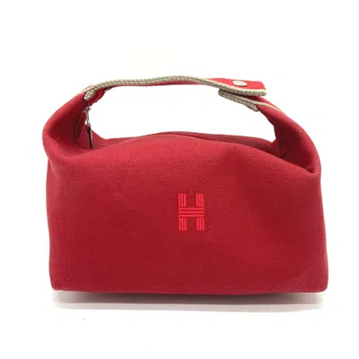 Pre-owned Hermes Red Color Canvas Handbag Shoulder Bag Vanity Bag ()