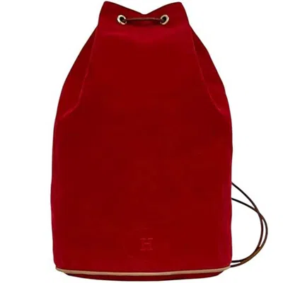 Pre-owned Hermes Red Color Canvas Leather Backpack ()