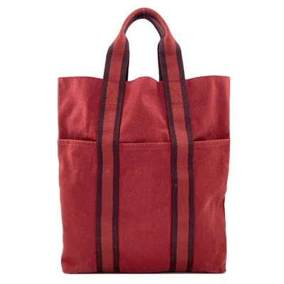 Pre-owned Hermes Red Color Canvas Tote Bag ()