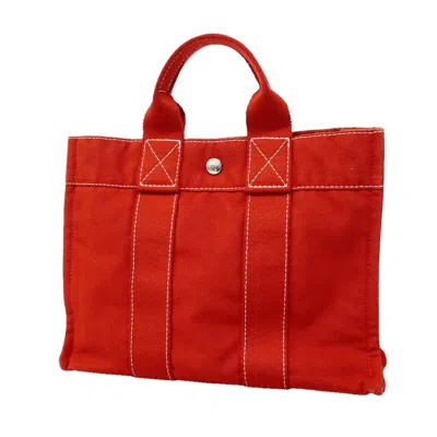 Pre-owned Hermes Red Color Canvas Tote Bag ()