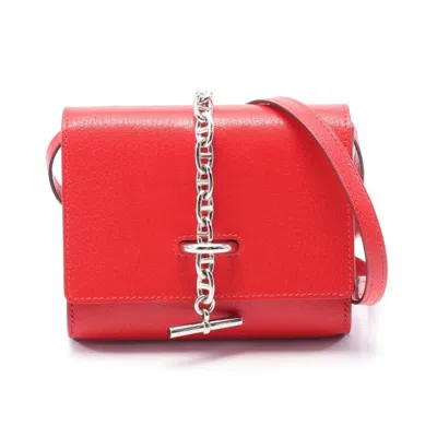 Pre-owned Hermes Red Color Chevre Leather Shoulder Bag ()