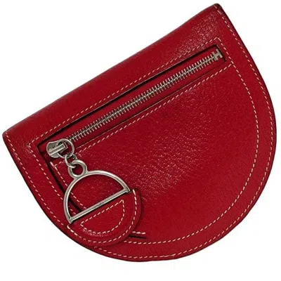 Pre-owned Hermes Red Color Chevre Myzore Leather Wallet (bi-fold) ()