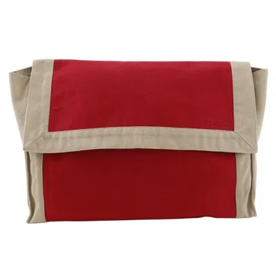 Pre-owned Hermes Red Color Cotton Clutch Bag ()