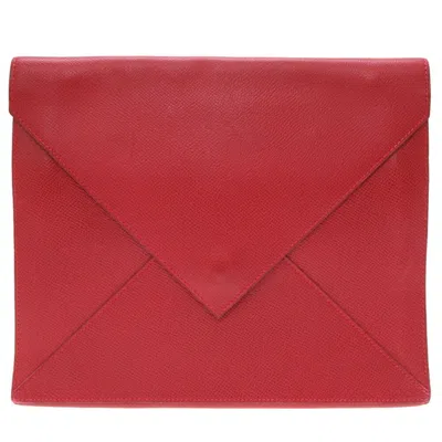Pre-owned Hermes Red Color Courchevel Leather Clutch Bag ()