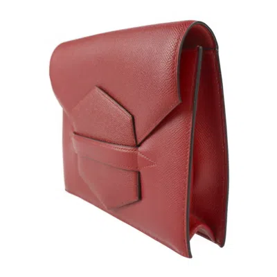 Pre-owned Hermes Red Color Courchevel Leather Clutch Bag ()