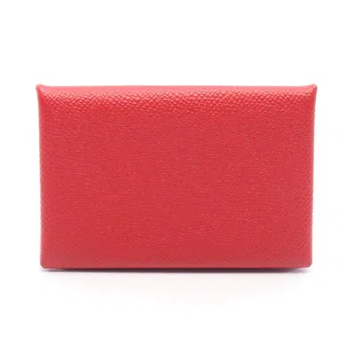 Pre-owned Hermes Red Color Epsom Leather Coin Purse/coin Case ()