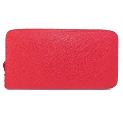 Pre-owned Hermes Red Color Epsom Leather Long Wallet (bi-fold) ()